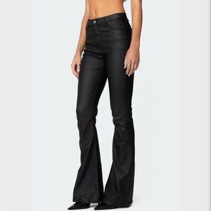 Edikted Faux Black leather Flared Pants